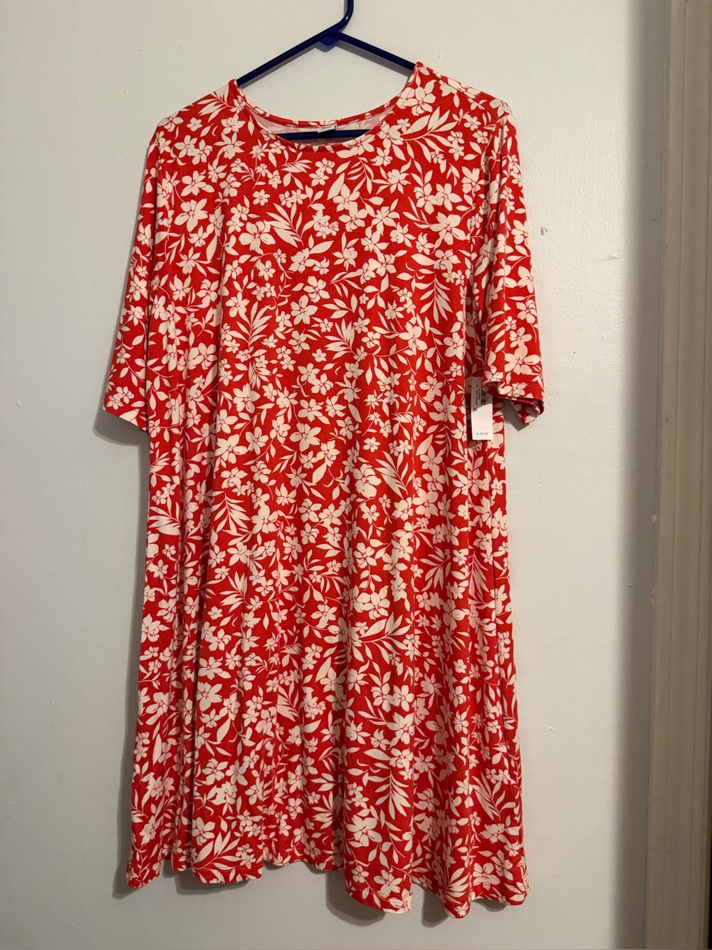 Old Navy Red & White Floral Midi Dress